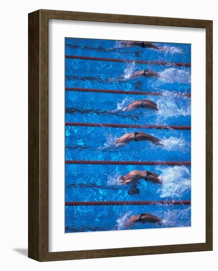 Start of a Men's Backstroke Swimming Race-Steven Sutton-Framed Photographic Print