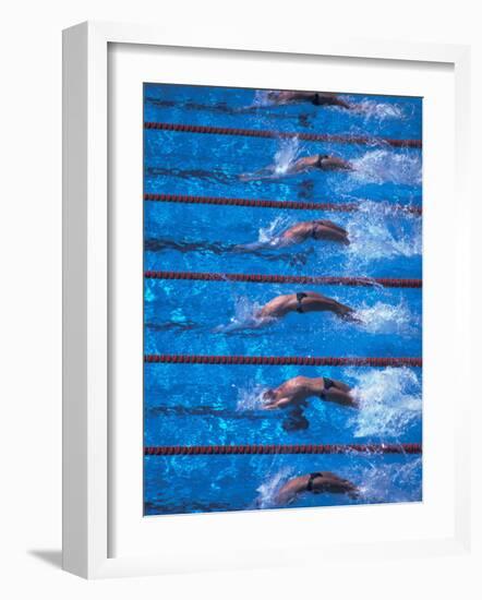 Start of a Men's Backstroke Swimming Race-Steven Sutton-Framed Photographic Print