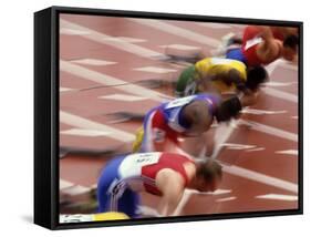 Start of a Mens 100M Race-Paul Sutton-Framed Stretched Canvas