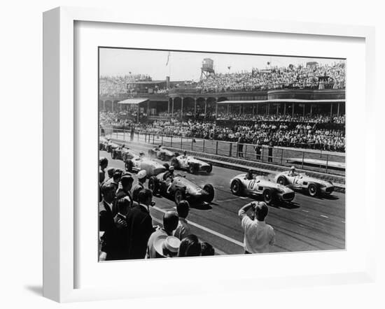 Start of the British Grand Prix, Aintree, Liverpool, 1955-null-Framed Photographic Print