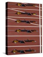 Starting Blocks for the Start of a Sprint Race-Paul Sutton-Stretched Canvas