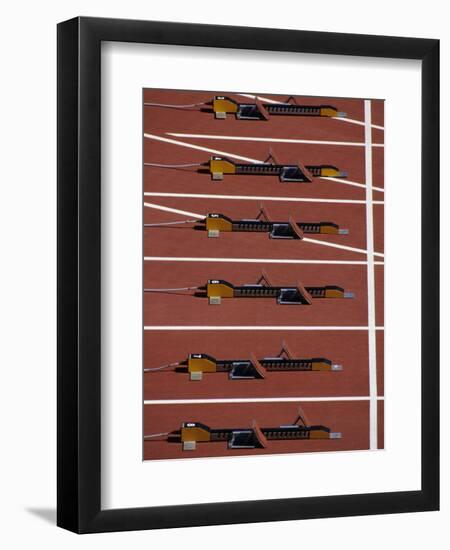 Starting Blocks for the Start of a Sprint Race-Paul Sutton-Framed Premium Photographic Print
