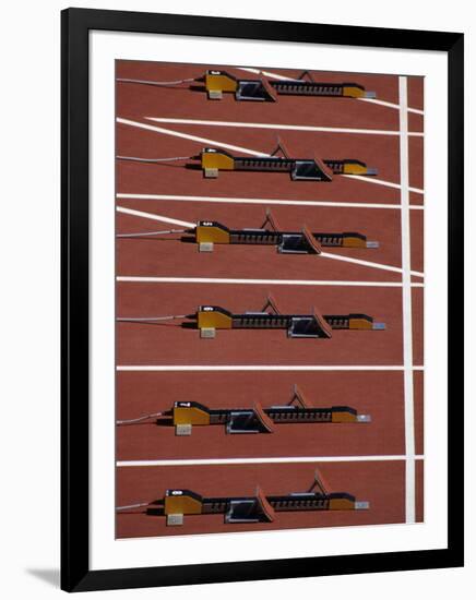 Starting Blocks for the Start of a Sprint Race-Paul Sutton-Framed Photographic Print