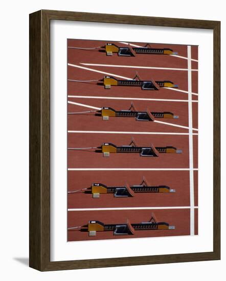 Starting Blocks for the Start of a Sprint Race-Paul Sutton-Framed Photographic Print