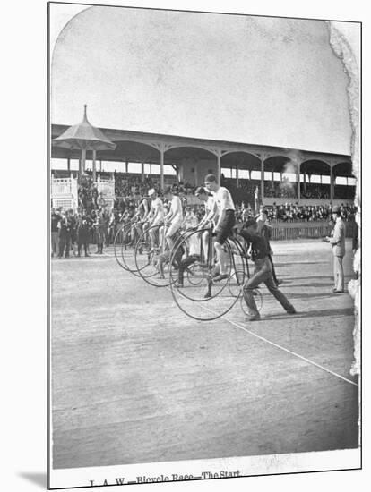 Starting Line of a Penny-Farthing Bicycle Race-George Barker-Mounted Photographic Print