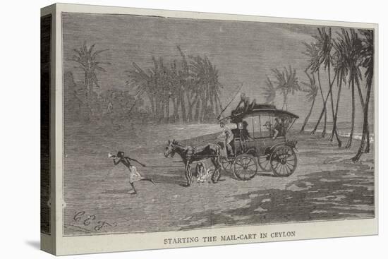 Starting the Mail-Cart in Ceylon-Charles Edwin Fripp-Stretched Canvas