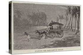 Starting the Mail-Cart in Ceylon-Charles Edwin Fripp-Stretched Canvas