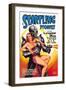 Startling Stories: Robot Seizes Woman-null-Framed Art Print