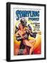 Startling Stories: Robot Seizes Woman-null-Framed Art Print