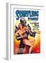 Startling Stories: Robot Seizes Woman-null-Framed Art Print