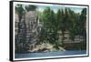 Starved Rock State Park, IL, View of the Cave of the Winds-Lantern Press-Framed Stretched Canvas