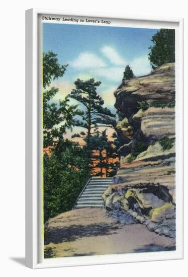 Starved Rock State Park, IL, View of the Stairway Leading to Lover's Leap-Lantern Press-Framed Art Print