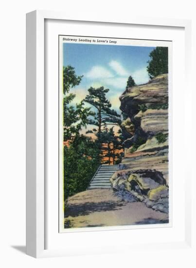 Starved Rock State Park, IL, View of the Stairway Leading to Lover's Leap-Lantern Press-Framed Art Print