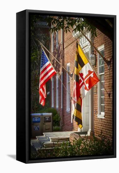 State and National U.S. Flags, Annapolis, Maryland, USA-Christopher Reed-Framed Stretched Canvas