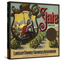 State Brand - Lindsay, California - Citrus Crate Label-Lantern Press-Stretched Canvas