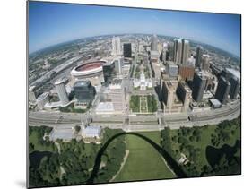 State Capitol and Downtown Seen from Gateway Arch, Which Casts a Shadow, St. Louis, USA-Tony Waltham-Mounted Photographic Print