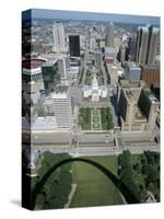 State Capitol and Downtown Seen from Gateway Arch, Which Casts a Shadow, St. Louis, USA-Tony Waltham-Stretched Canvas