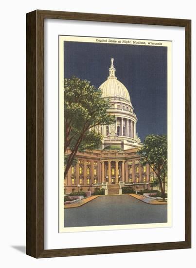 State Capitol at Night, Madison, Wisconsin-null-Framed Art Print