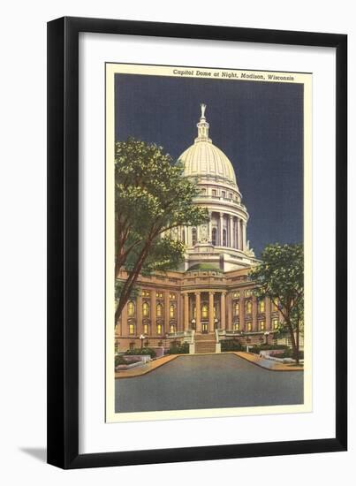 State Capitol at Night, Madison, Wisconsin-null-Framed Art Print