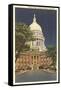 State Capitol at Night, Madison, Wisconsin-null-Framed Stretched Canvas