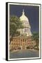 State Capitol at Night, Madison, Wisconsin-null-Framed Stretched Canvas