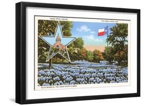 State Capitol, Austin, Texas, Blue Bonnets-null-Framed Art Print