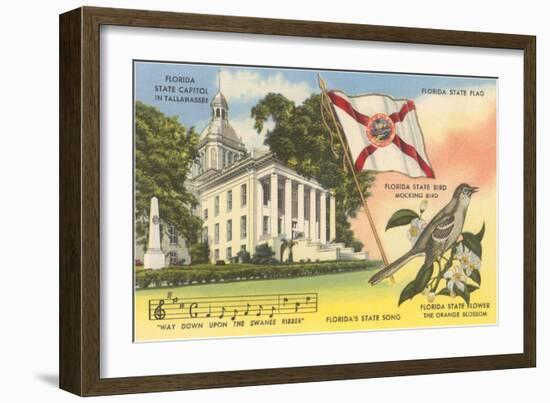 State Capitol, Mocking Bird, Flag, Florida-null-Framed Art Print