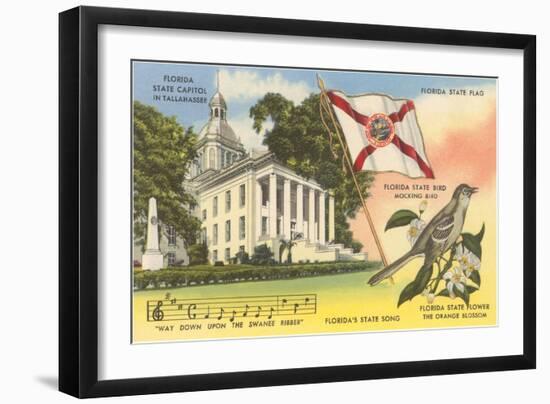 State Capitol, Mocking Bird, Flag, Florida-null-Framed Art Print