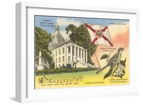 State Capitol, Mocking Bird, Flag, Florida-null-Framed Art Print