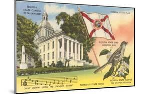 State Capitol, Mocking Bird, Flag, Florida-null-Mounted Art Print