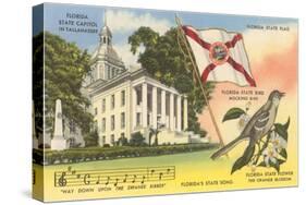 State Capitol, Mocking Bird, Flag, Florida-null-Stretched Canvas