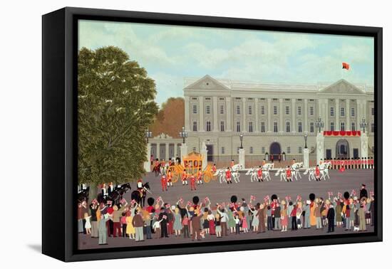 State Coach Leaving Buckingham Palace-Vincent Haddelsey-Framed Stretched Canvas