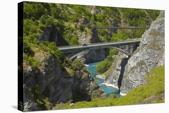 State Highway 6 Bridge and Historic Bridge, over Kawarau River, New Zealand-David Wall-Stretched Canvas