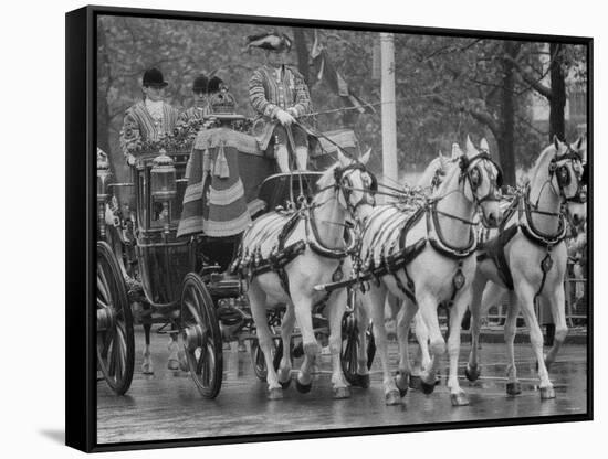State Opening of Parliament Queen Elizabeth and Duke of Edinburgh Travell in the State Coach-null-Framed Stretched Canvas