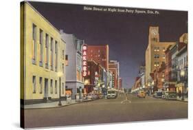 State Street at Night, Erie, Pennsylvania-null-Stretched Canvas