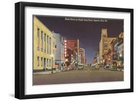 State Street at Night, Erie, Pennsylvania-null-Framed Art Print