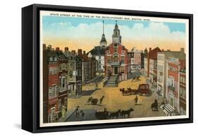 State Street, Boston, Mass., Illustration-null-Framed Stretched Canvas