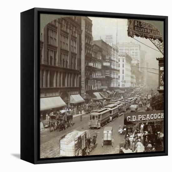 State Street, Chicago, Illinois, USA, 1908-Underwood & Underwood-Framed Stretched Canvas