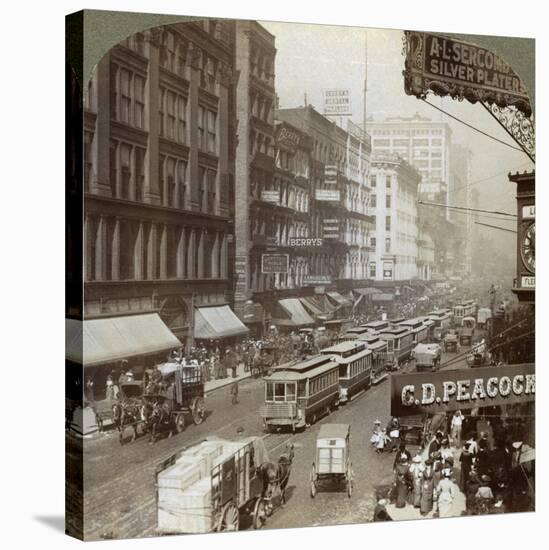 State Street, Chicago, Illinois, USA, 1908-Underwood & Underwood-Stretched Canvas