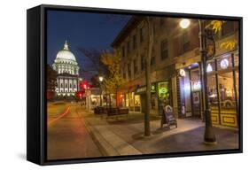 State Street in Downtown Madison, Wisconsin, USA-Chuck Haney-Framed Stretched Canvas