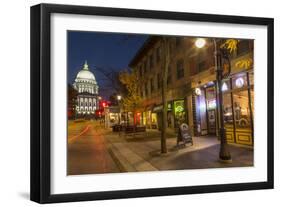 State Street in Downtown Madison, Wisconsin, USA-Chuck Haney-Framed Photographic Print