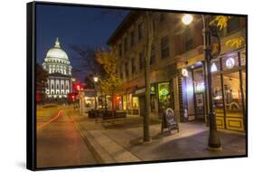 State Street in Downtown Madison, Wisconsin, USA-Chuck Haney-Framed Stretched Canvas