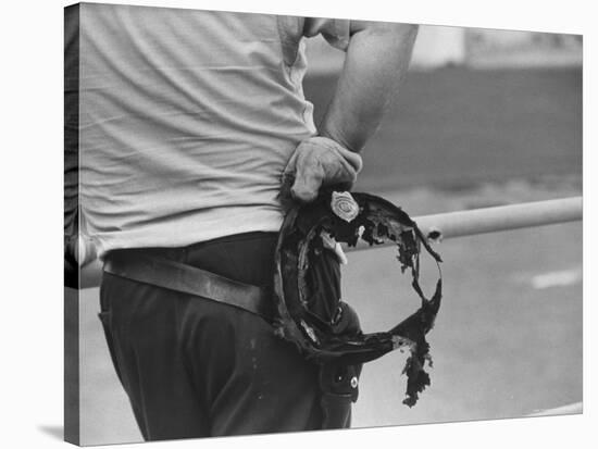 State Trooper Holding Burnt Cap of a Guard Taken Hostage During Riot at Attica State Prison-John Shearer-Stretched Canvas