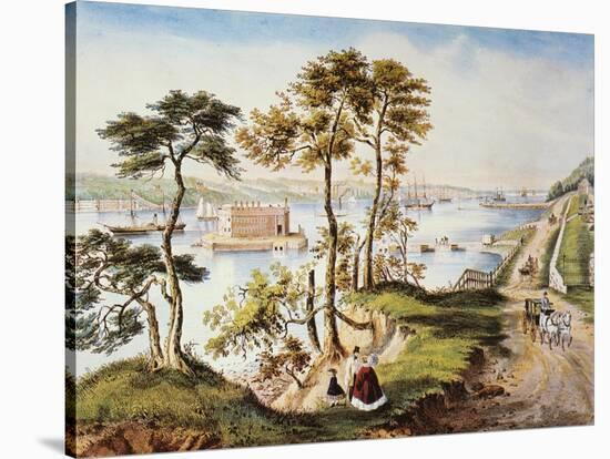 Staten Island and Narrows-Currier & Ives-Stretched Canvas