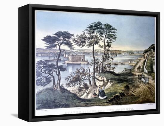 Staten Island and the Narrows, New York, USA, C1834-C1876-Frances Flora Bond Palmer-Framed Stretched Canvas
