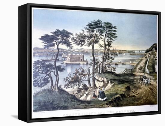 Staten Island and the Narrows, New York, USA, C1834-C1876-Frances Flora Bond Palmer-Framed Stretched Canvas