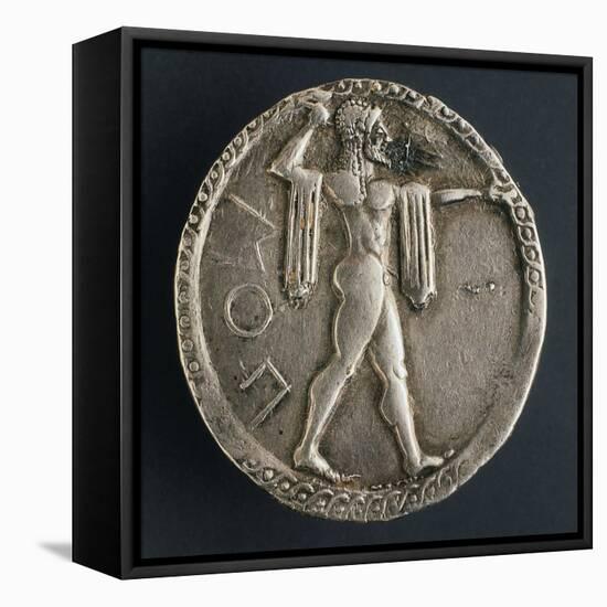 Stater of Paestum Depicting Poseidon, Verso, Ancient Greek Coins-null-Framed Stretched Canvas