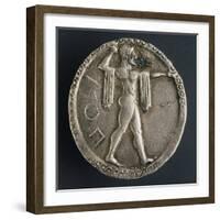 Stater of Paestum Depicting Poseidon, Verso, Ancient Greek Coins-null-Framed Giclee Print