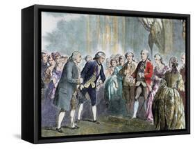 Statesman and Scientist. Franklin at Louis Xvi and Marie Antoinette, Paris, France-Prisma Archivo-Framed Stretched Canvas