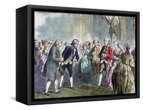 Statesman and Scientist. Franklin at Louis Xvi and Marie Antoinette, Paris, France-Prisma Archivo-Framed Stretched Canvas